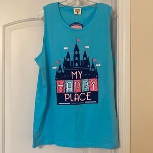 NWT Jadelynn Brooke Tank Top Blue Disney Castle “My Happy Place” Size Large L